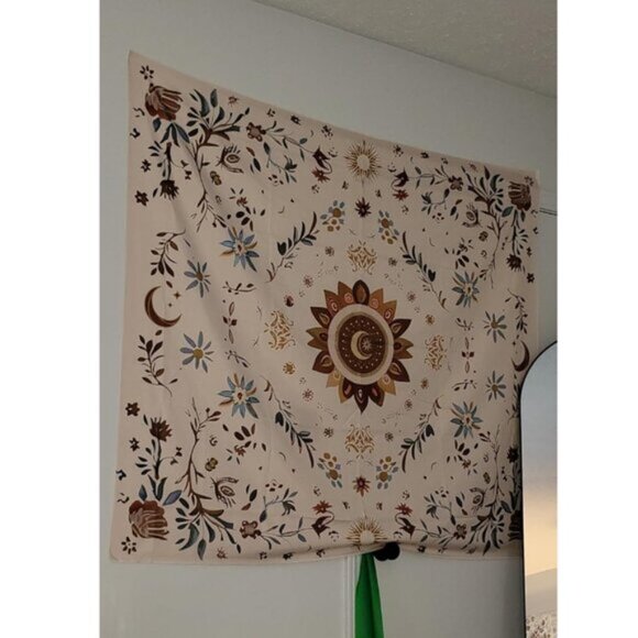 New 51x60In Vintage Moon Sun Floral Tapestry, Wall Art for Girls Room Decor